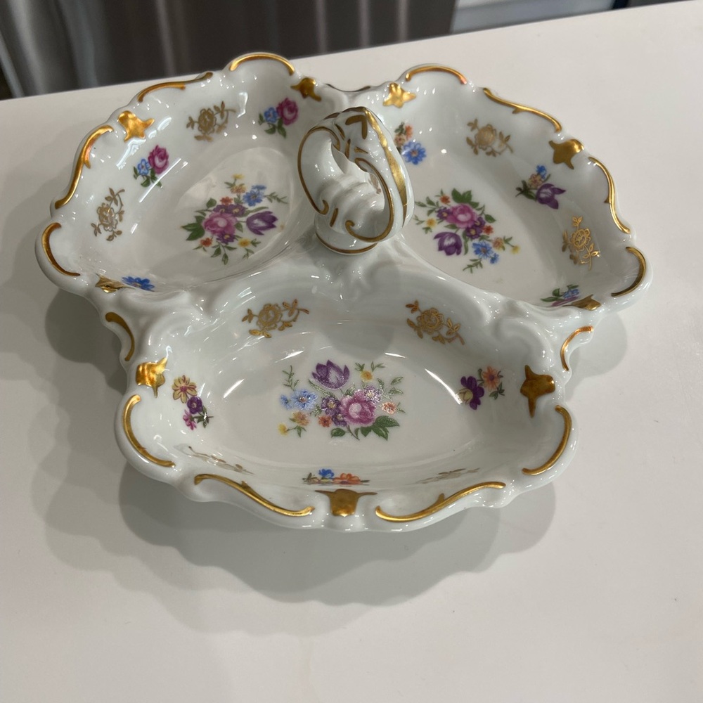 Vintage R Reichenbach  Fine China 3 Divided Serving Dish From German Republic